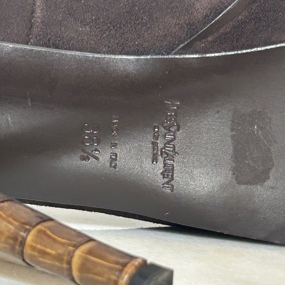 YSL Tribute 105 Suede Ostrich Platform Heels - Picture 6 of 8